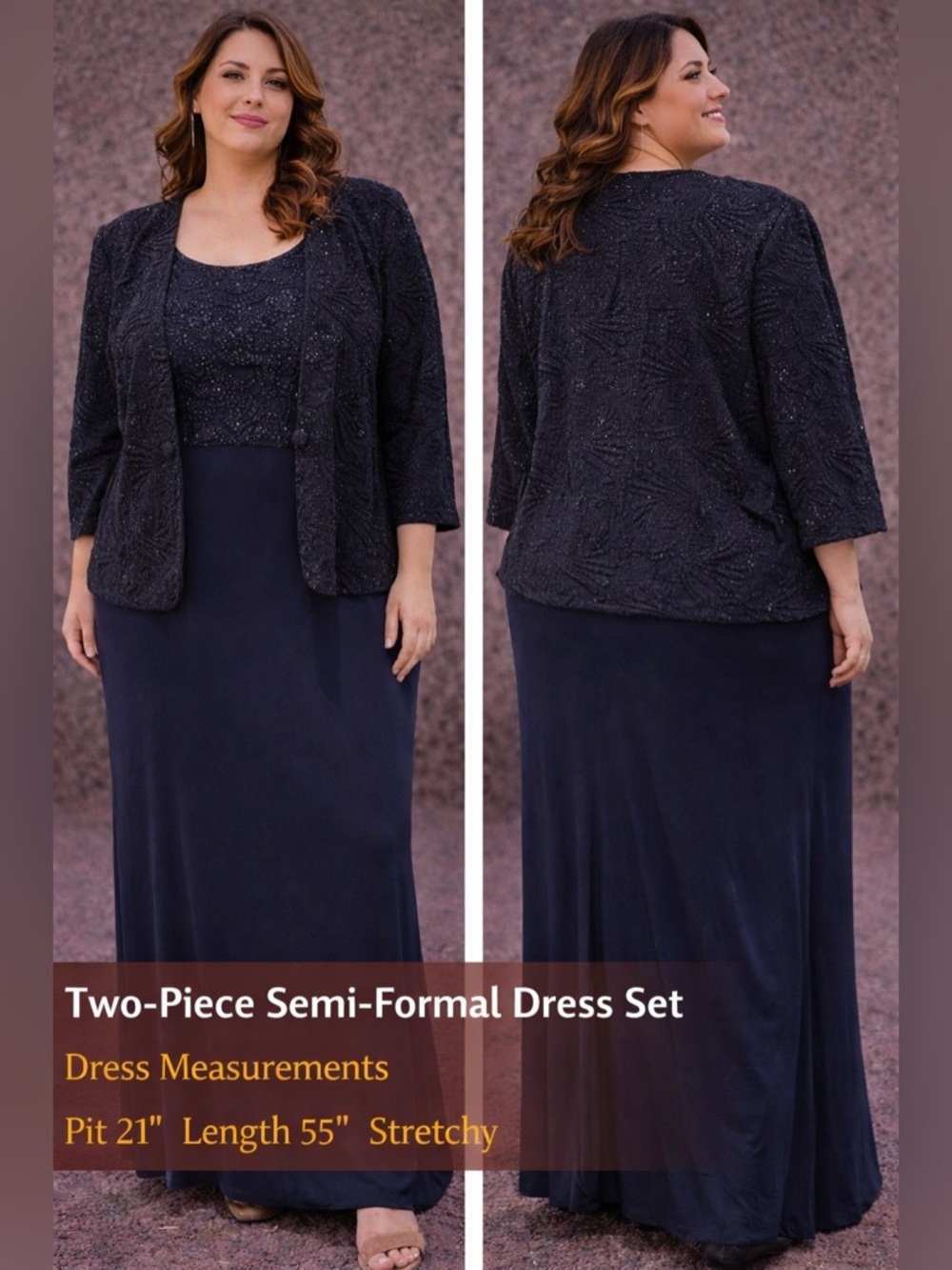 Jeanne Alexander Plus Size Two-Piece Navy Semi-Formal Dress Set size 20W